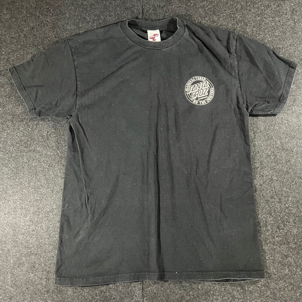 Santa Cruz Skateboard T-Shirt Mens Large Black Dot Logo Graphic Skater Tee 90s